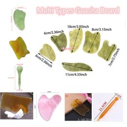 Natural Resin Gua Sha Board Jade Rose Quartz Stone Face Board Green Heart Shaped Massage Ox horn scraping