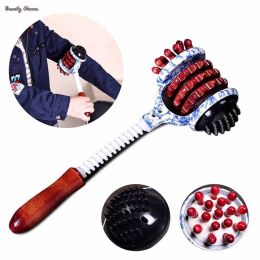 Body Hammer Manual Roller Massager Wood Handle Relax Massage Tool for Neck Arm Shoulder Back Leg