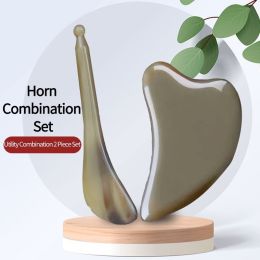 Premium Thickened White Buffalo Gua Sha Board Tendon Dial Stick Dolphin Facial Scraper Massage Scraping