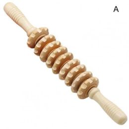 Skin-friendly Fascia Massager Stick Masage Anti-slip Handle Wood Grooved Gear Multifunctional Smooth Roller Massager
